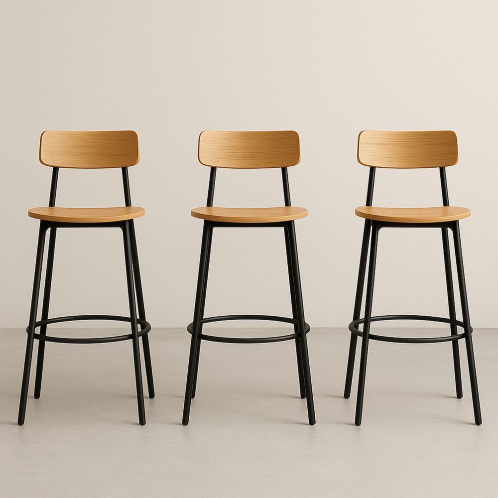 Lot de 3 Tabourets de Bar en Bois et Métal