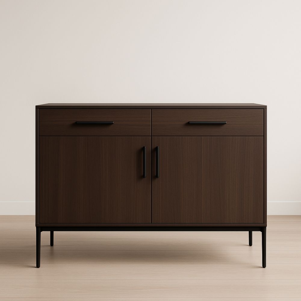 Buffet en bois brun avec tiroirs et portes 120x40x75 cm