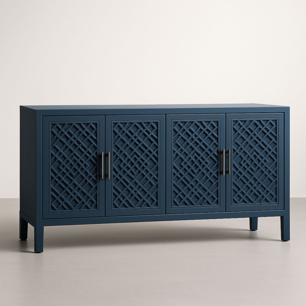 Buffet en bois MDF avec portes ajourées 4 portes 160x80x40 cm