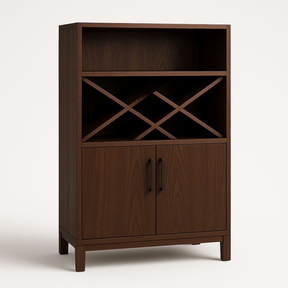 Meuble de rangement en bois de noyer avec étagère à vin