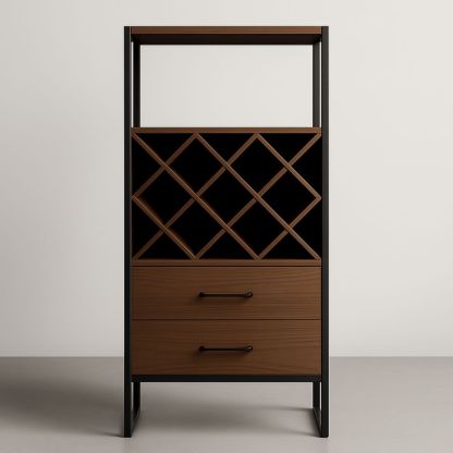Étagère à vin en bois et métal avec tiroirs 170 cm x 80 cm x 35 cm
