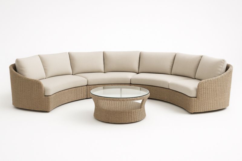 Set Divano Angolare in Rattan Sintetico con Tavolino in Vetro Temperato-Kroneliva