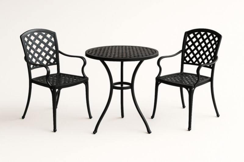 Set tavolo e sedie in alluminio nero da esterno-Kroneliva