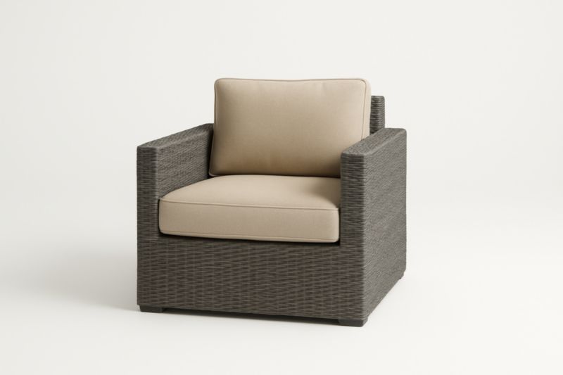 Poltrona da Esterno in Rattan Sintetico Grigio con Cuscini Beige-Kroneliva