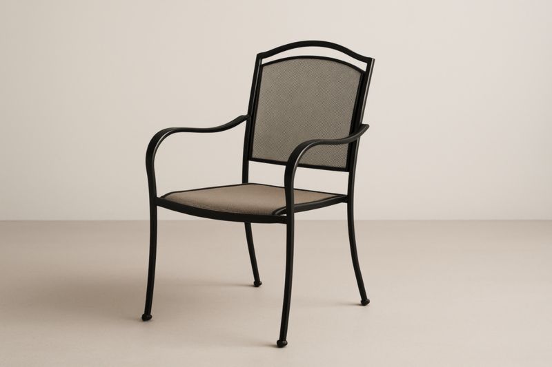 Sedia in Metallo con Tessuto Poliestere Nero e Grigio-Kroneliva