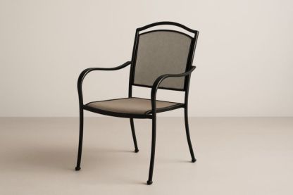 Sedia in Metallo con Tessuto Poliestere Nero e Grigio-Kroneliva