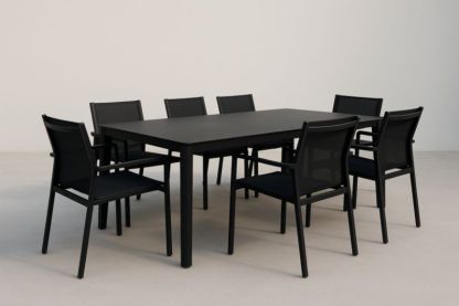 Set Tavolo Rettangolare in Alluminio con 7 Sedie per Esterni-Kroneliva