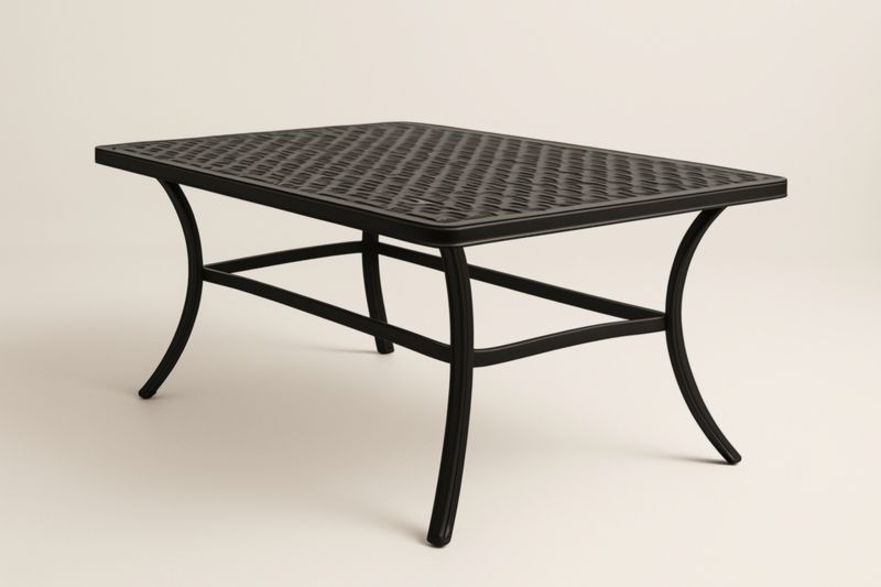 Tavolino Rettangolare in Alluminio Nero 100x60x45 cm-Kroneliva