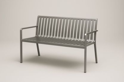 Panchina in Acciaio Inossidabile Grigio con Schienale e Braccioli Larghezza 150 cm-Kroneliva