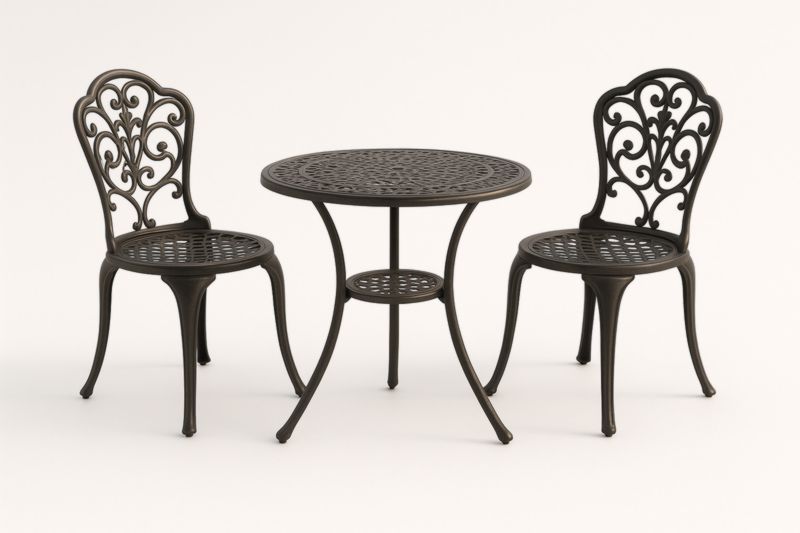 Set tavolo rotondo e 2 sedie in alluminio per esterni-Kroneliva