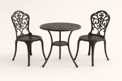 Set tavolo rotondo e 2 sedie in alluminio per esterni-Kroneliva