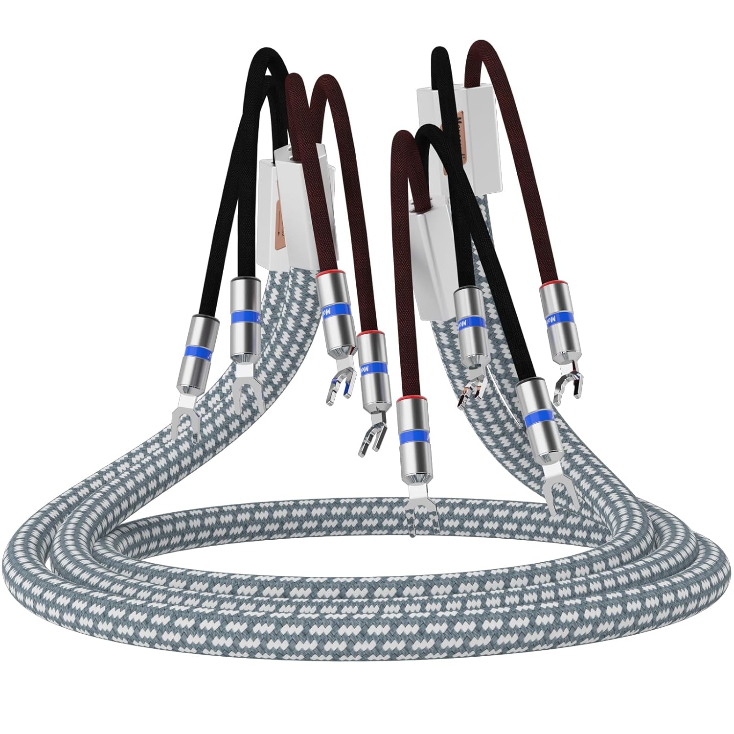 Monosaudio High End Hifi Lautsprecherkabel, S802S6R, 2.5M, Leiter aus reinem Kupfer, Rhodinierter Y - Spatenstecker Lautsprecherkabel für HiFi - Verstärker, AV - Receiver, Lautsprecher CD DVD Decorder-Warmthsta