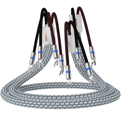 Monosaudio High End Hifi Lautsprecherkabel, S802S6R, 2.5M, Leiter aus reinem Kupfer, Rhodinierter Y - Spatenstecker Lautsprecherkabel für HiFi - Verstärker, AV - Receiver, Lautsprecher CD DVD Decorder-Warmthsta