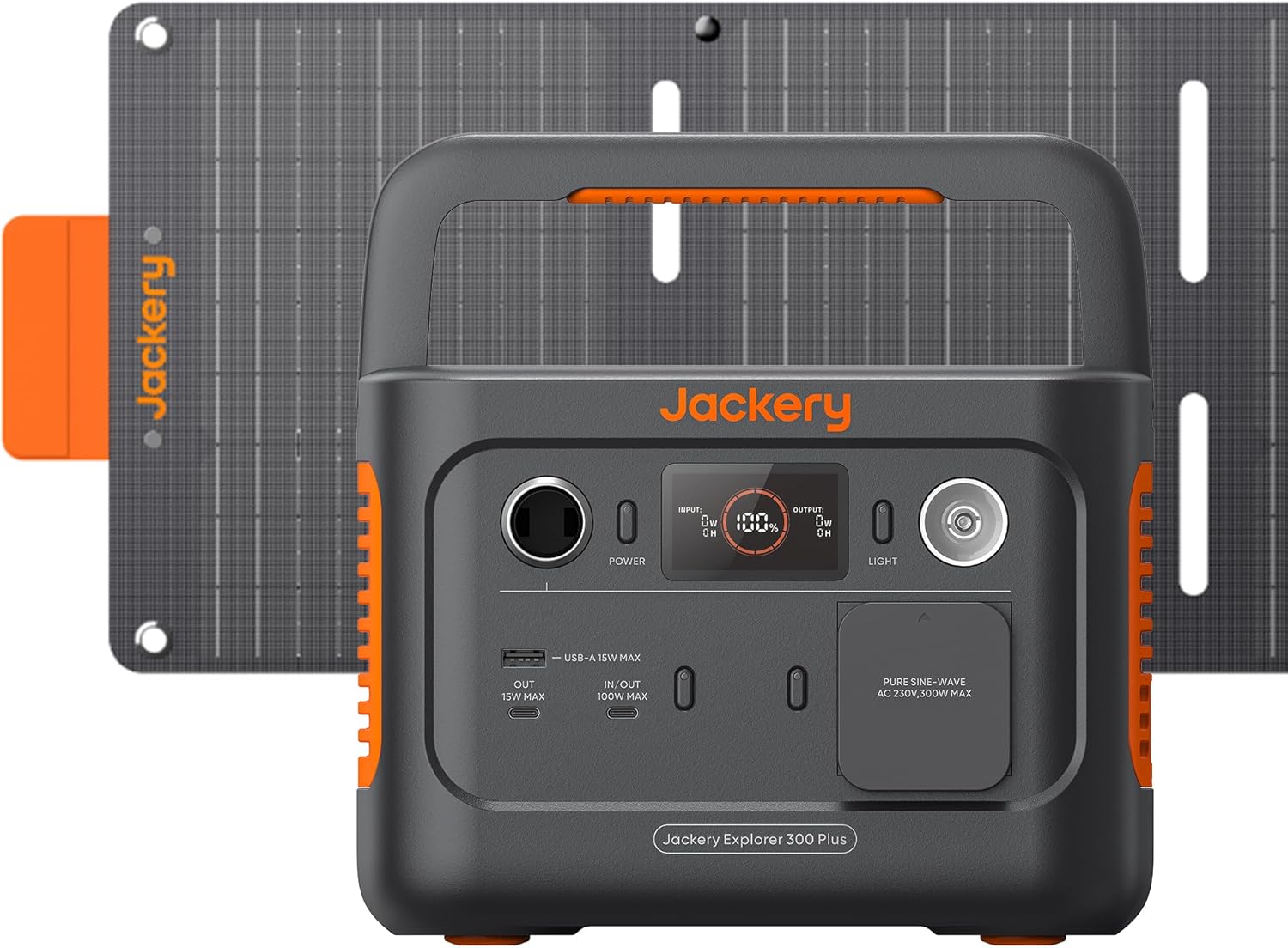 Jackery Solargenerator 300 Plus 40W Mini, 288Wh Tragbares Kraftwerk mit 40W Solarmodul in Buchgröße, LiFePO4 Batterie 300W Leistung für Outdoors RV Camping Notfälle-Warmthsta