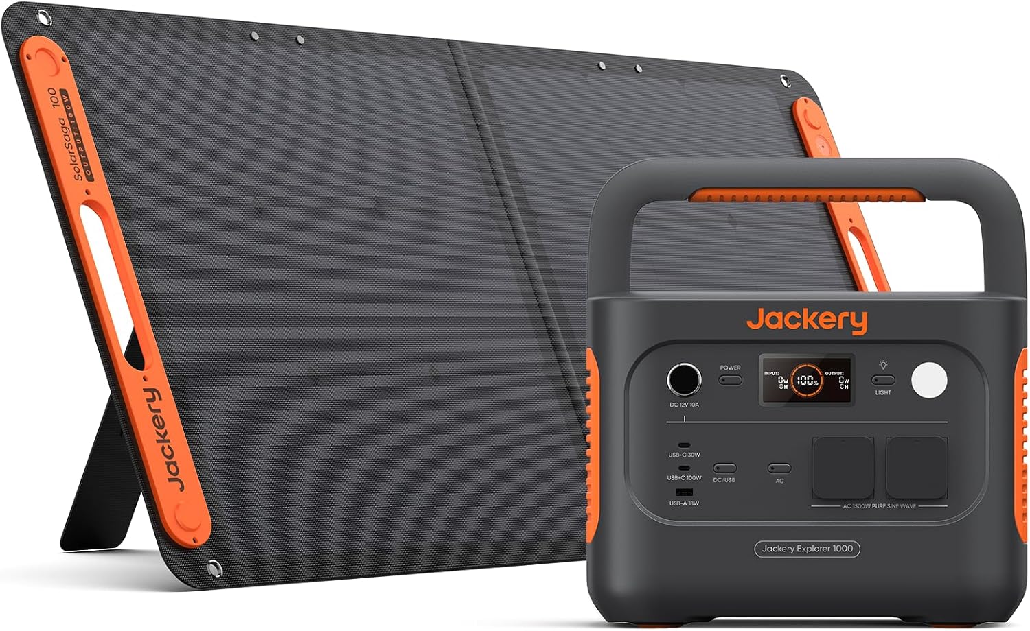 Jackery Solargenerator 1000 v2 mit 100W Solarpanel, 1070Wh LiFePO4 Tragbare Powerstation, 1500W AC 100W USB - C Ausgang, 1 Std. Schnellladung für Outdoor, Off - Grid, RV, Notfall-Warmthsta