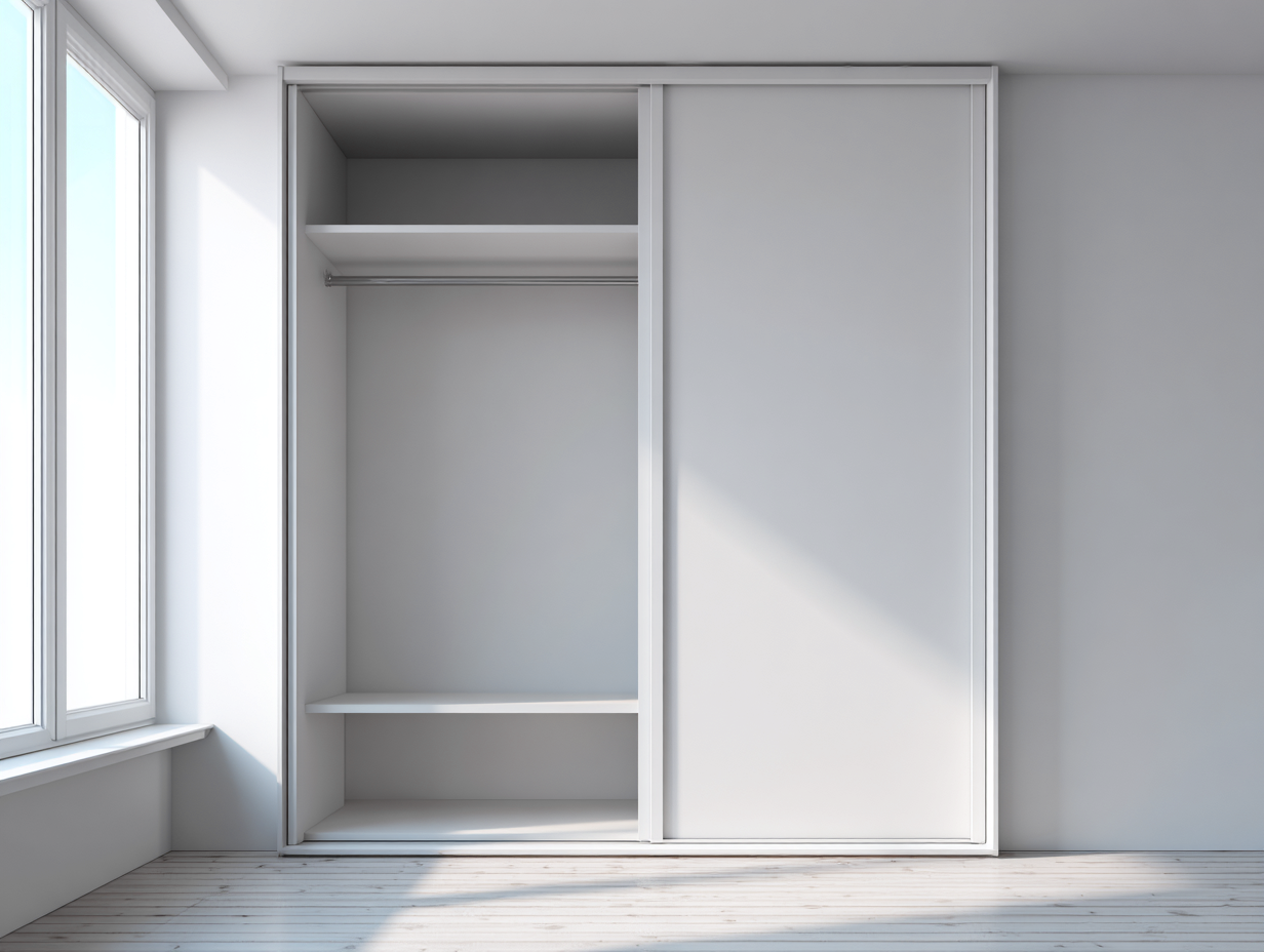 Kleiderschrank Holz 180x60x220 cm - weiß - für Schlafzimmer - mit Schiebetüren-Warmthsta