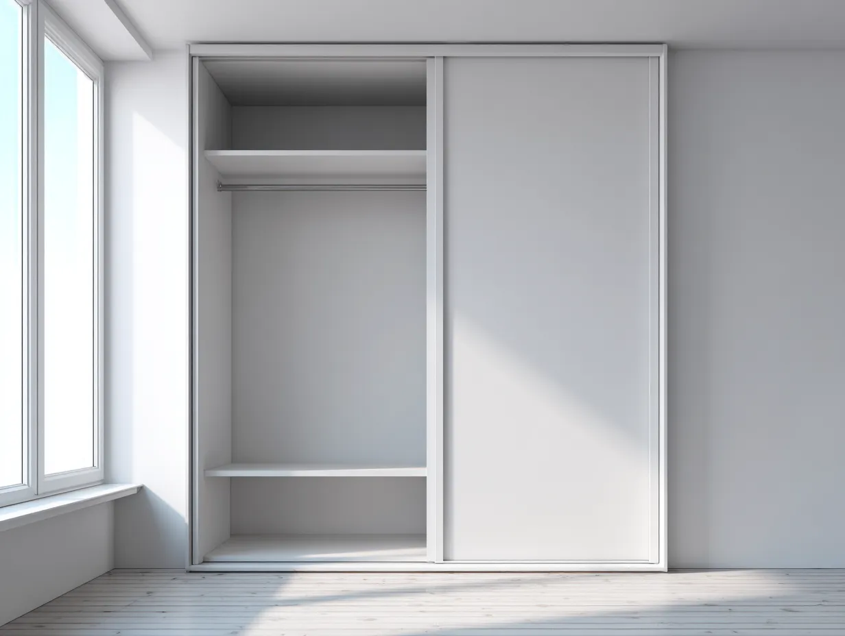 Kleiderschrank Holz 180x60x220 cm - weiß - für Schlafzimmer - mit Schiebetüren-Warmthsta