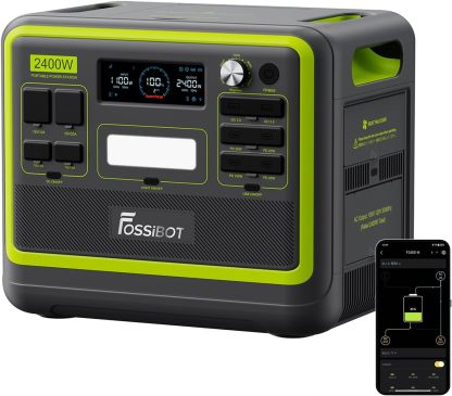 FOSSiBOT Tragbare Powerstation F2400, Solargenerator 2048Wh LiFePO4 Batterie - Backup mit 2400W 3X AC Ausgängen 4800W Peak 230V, Power Station für Outdoor - Camping, Wohnmobil - Reisen, Hausgebrauch-Warmthsta