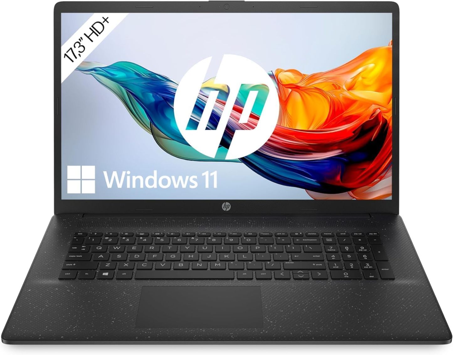 HP Laptop mit 17,3 Zoll HD Display, Intel Celeron N4500120, 8 GB DDR4 RAM - 256 GB SSD, Intel UHD - Grafik, Windows 11, QWERTZ Tastatur, Schwarz-Warmthsta