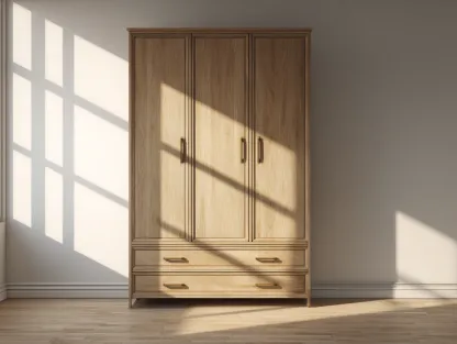 Kleiderschrank - Holz - 140x55x195 cm - Hellbraun - für Schlafzimmer - modernes Design-Warmthsta