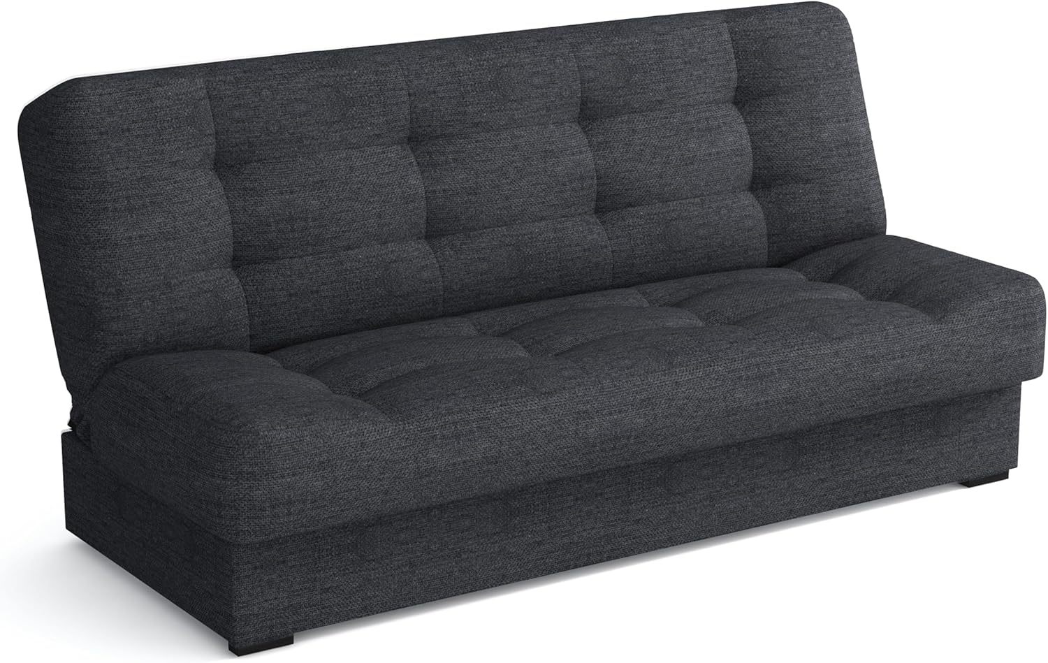 Schlafsofa mit Bettkasten Livia, Schlafcouch 170cm Breit, Sofa mit Schlaffunktion, Federkern, Klappsofa mit Bettfunktion, Zusätzlicher Stauraum, Praktisch und Funktionell, Sofa Dunkelgrau-Warmthsta