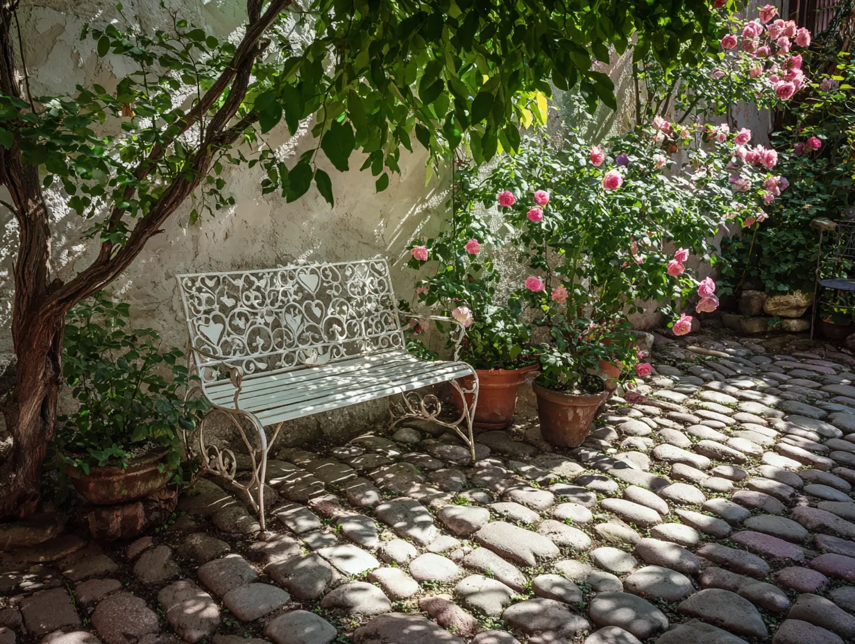 Gartenbank - Metall - 150x45x90 cm - Weiß - für Garten - dekoratives Design-Warmthsta