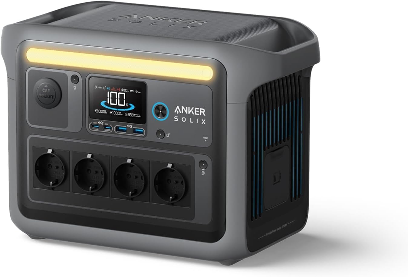 Anker SOLIX C1000 Tragbare Powerstation, LiFePO4, 1800W Solargenerator, 100 Prozent geladen in 58 Min. mit UltraFast Modus, LFP Powerstation für Outdoor, Camping und Stromreserve Optionales Solarpanel-Warmthsta