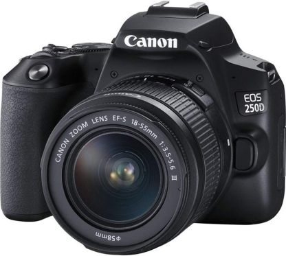 Canon EOS 250D digitale Spiegelreflexkamera Objektiv EF - S 18 - 55mm F3.5 - 5.6 III 24, 1 Megapixel, 7,7 cm 3 Zoll Vari - Angle Display, APS - C - Sensor, 4K, Full - HD, DIGIC 8, WLAN, Bluetooth , schwarz-Warmthsta