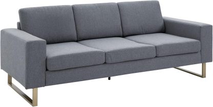 HOMCOM Polstersofa Fernsehsessel Stoffsofa Sitzmöbel mit Kissen Armlehne Leinen 200 x 82 x 78 cm Dunkelgrau-Warmthsta