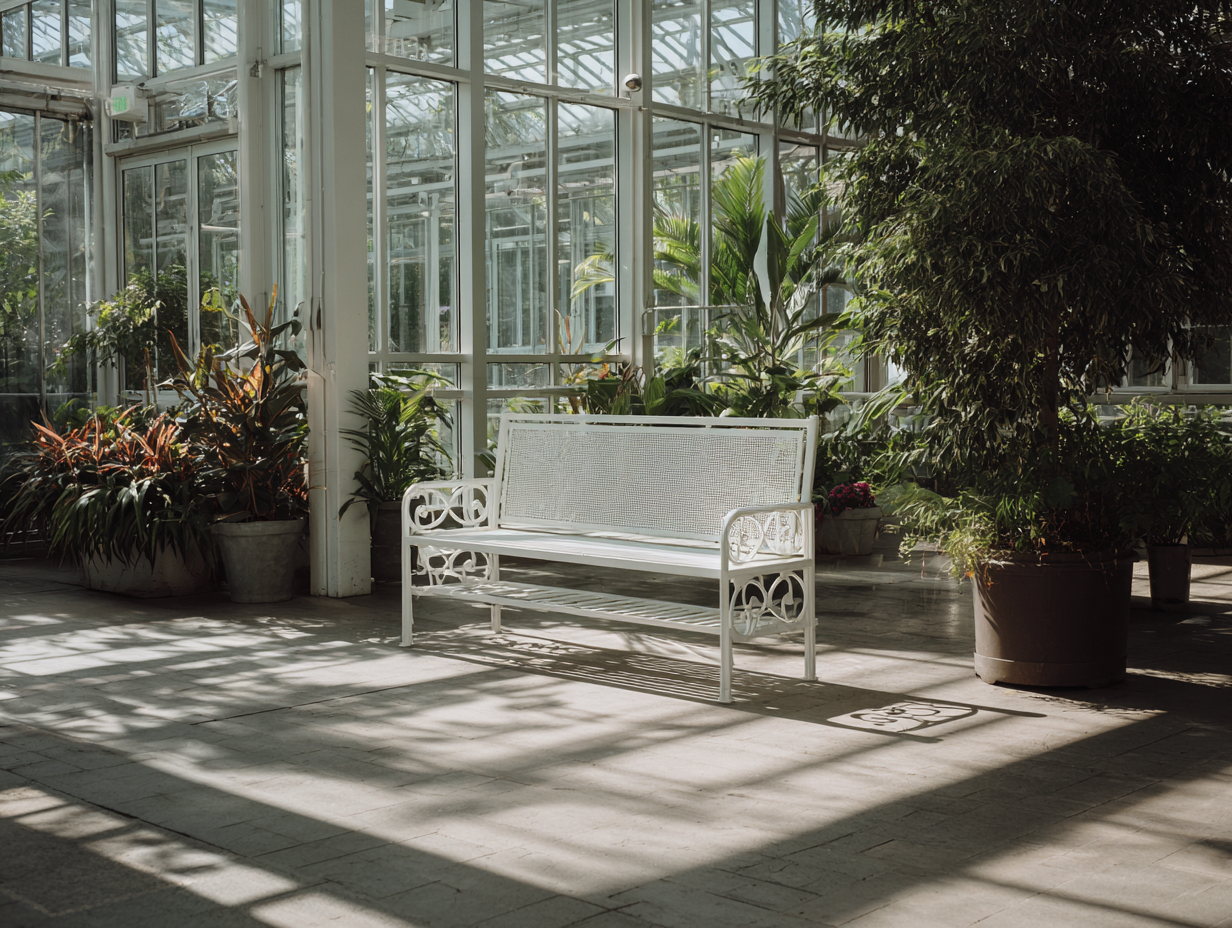 Gartenbank - Metall - 185x45x95 cm - Weiß - für Garten - dekoratives Design-Warmthsta