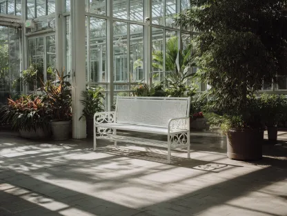 Gartenbank - Metall - 185x45x95 cm - Weiß - für Garten - dekoratives Design-Warmthsta