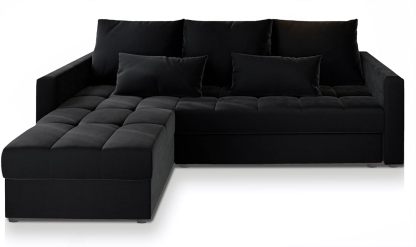 Masseno Ecksofa KOS PIK mit Schlaffunktion L - Form, Sofa mit Bettkasten, Wohnzimmersofa, Couch, Soffa, Bettsofa, Couchgarnitur - Schwarz, Kronos 07-Warmthsta