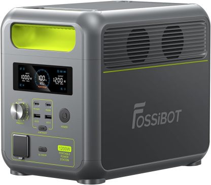 FOSSiBOT Tragbare Powerstation F1200, 1024Wh LiFePO4 Solargenerator mit 2 1200W Power Lifting 2400W AC Ausgänge, 100W Typ - C, 45 Min. Schnellladung von 0 - 80 Prozent, für Reise, Camping, Hausgebrauch-Warmthsta