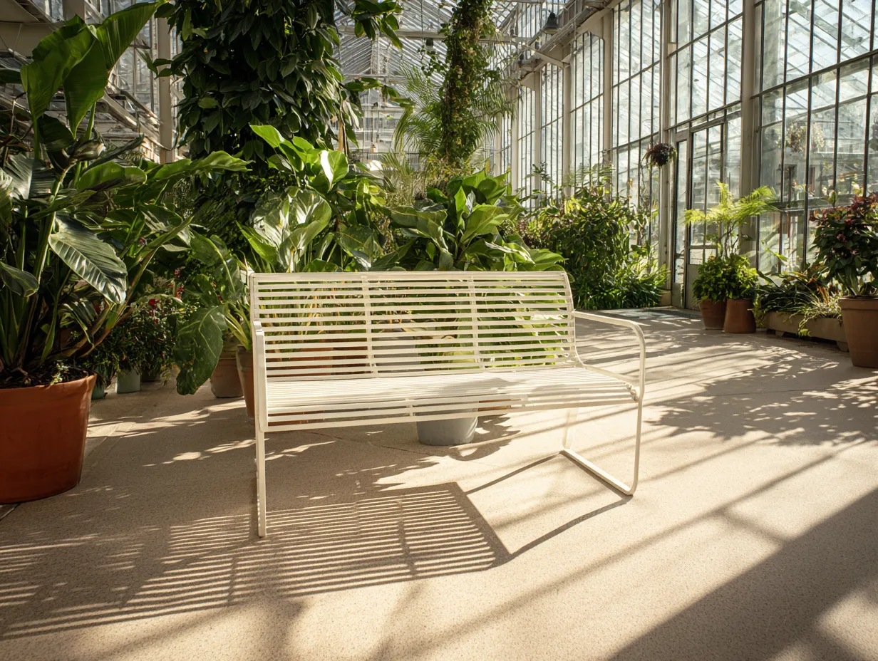 Gartenbank - Metall - 185x45x85 cm - Weiß - für Garten - minimalistisches Design-Warmthsta