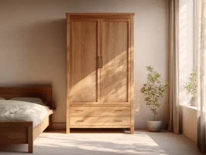 Kleiderschrank - Holz - 135x52x185 cm - Hellbraun - für Schlafzimmer - modernes Design-Warmthsta