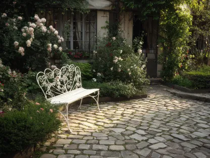 Gartenbank - Metall - 158x45x90 cm - Weiß - für Garten - dekoratives Design-Warmthsta