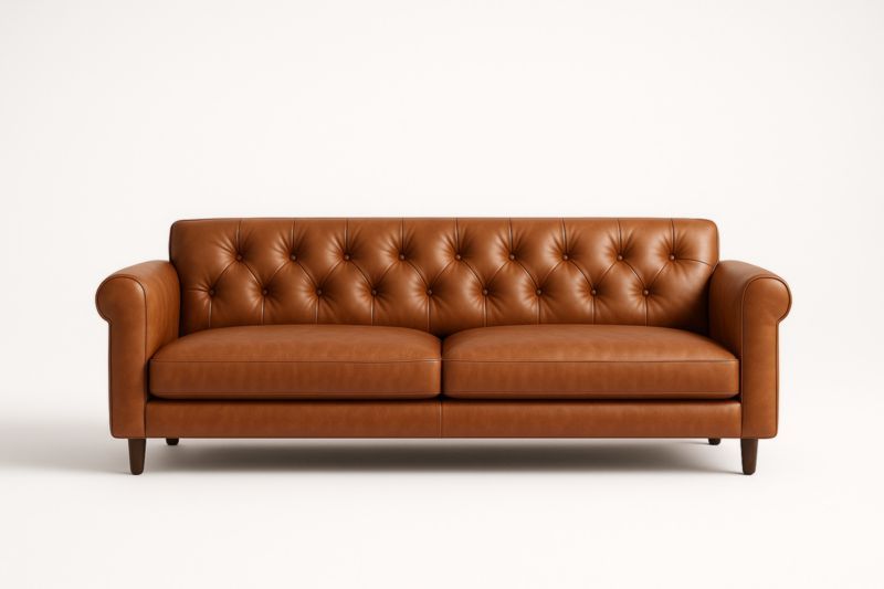 Divano matrimoniale in pelle marrone, dimensioni 210 x 85 x 90 cm