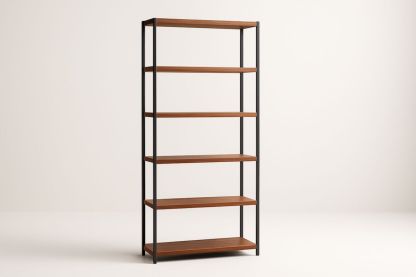 Libreria in legno di pino e acciaio 180x80x30 cm.