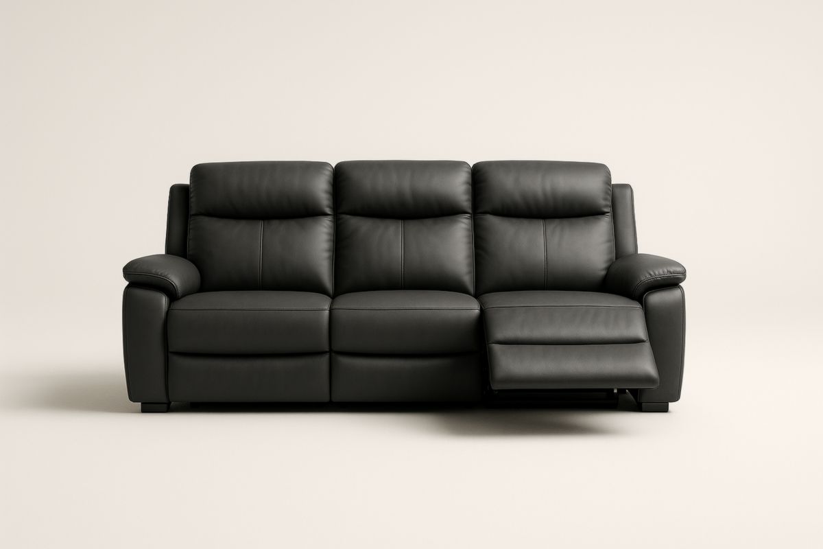 Divano 3 posti in pelle con meccanismo reclinabile