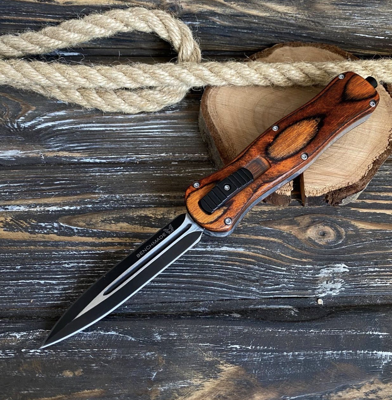 ⚡Last Day 70% OFF丨Benchmade 3300BK Infidel OTF Automatic Knife - Black/White D2 Plain Edge