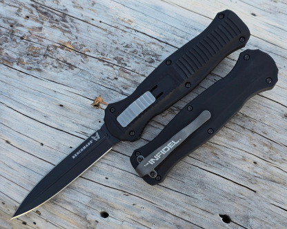 ⚡Last Day 70% OFF丨Benchmade 3300BK Infidel OTF Automatic Knife - Black/White D2 Plain Edge