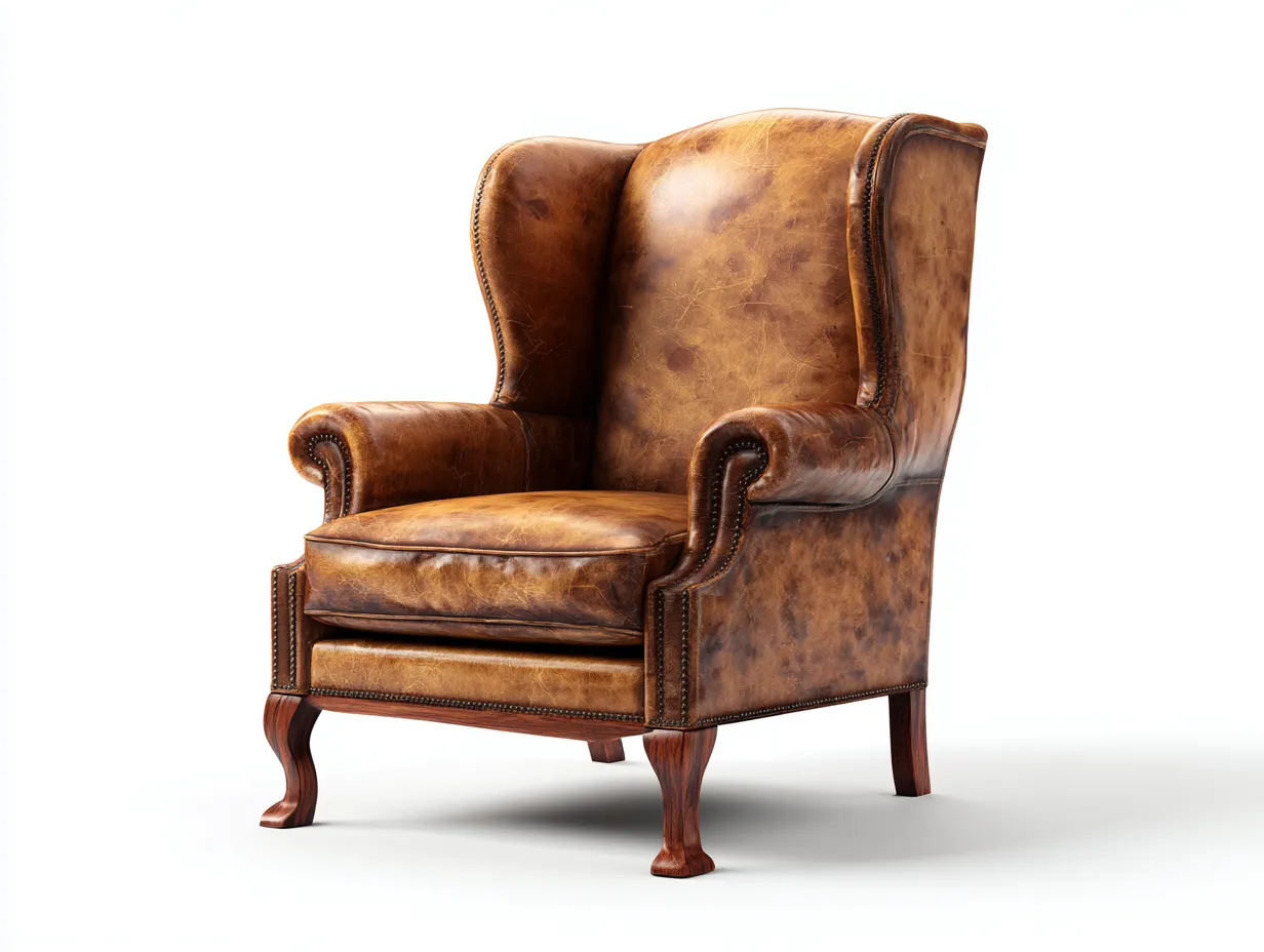 Sessel Echtleder 85x90x118 cm - braun - für Wohnzimmer - klassisches Ohrensessel-Design-Airyify