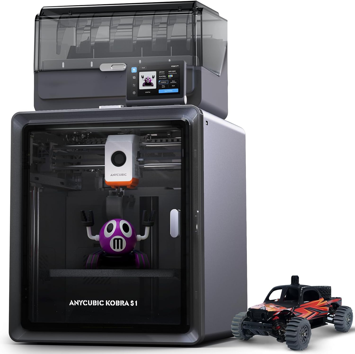 Anycubic Kobra S1 Combo 3D - Drucker Mehrfarbig, 600mm s Hochgeschwindigkeitsdruck, Trocknen beim Drucken, Vollständig Geschlossene CoreXY - Struktur, Druckgröße 250 x 250 x 250 mm-Airyify