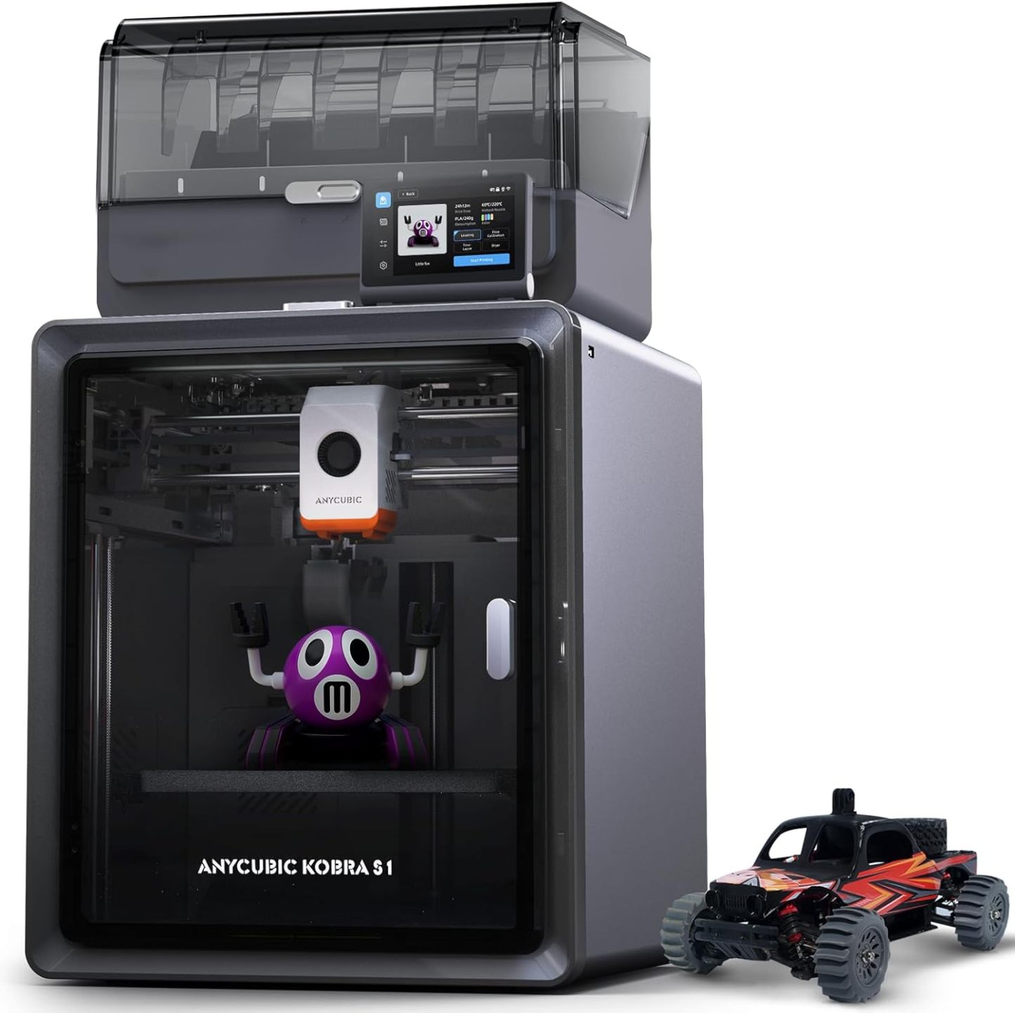 Anycubic Kobra S1 Combo 3D - Drucker Mehrfarbig, 600mm s Hochgeschwindigkeitsdruck, Trocknen beim Drucken, Vollständig Geschlossene CoreXY - Struktur, Druckgröße 250 x 250 x 250 mm-Airyify