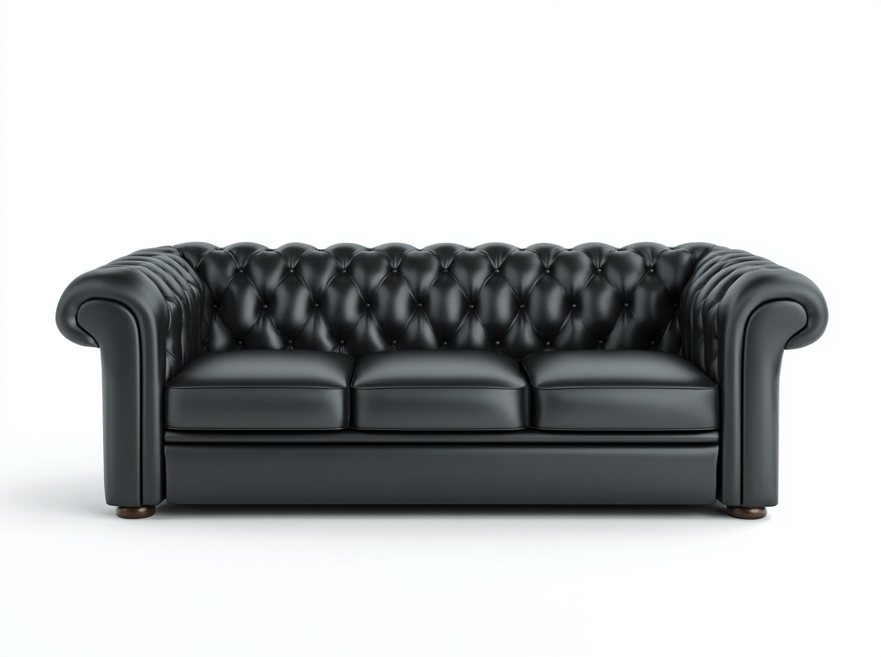 Sofa 3 Sitzer - echtes Leder - 215x92x78 cm - schwarz - für Wohnzimmer - klassisches Design-Airyify