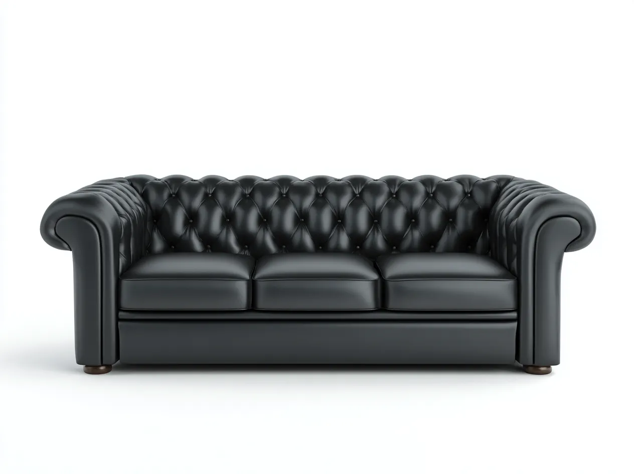 Sofa 3 Sitzer - echtes Leder - 215x92x78 cm - schwarz - für Wohnzimmer - klassisches Design-Airyify