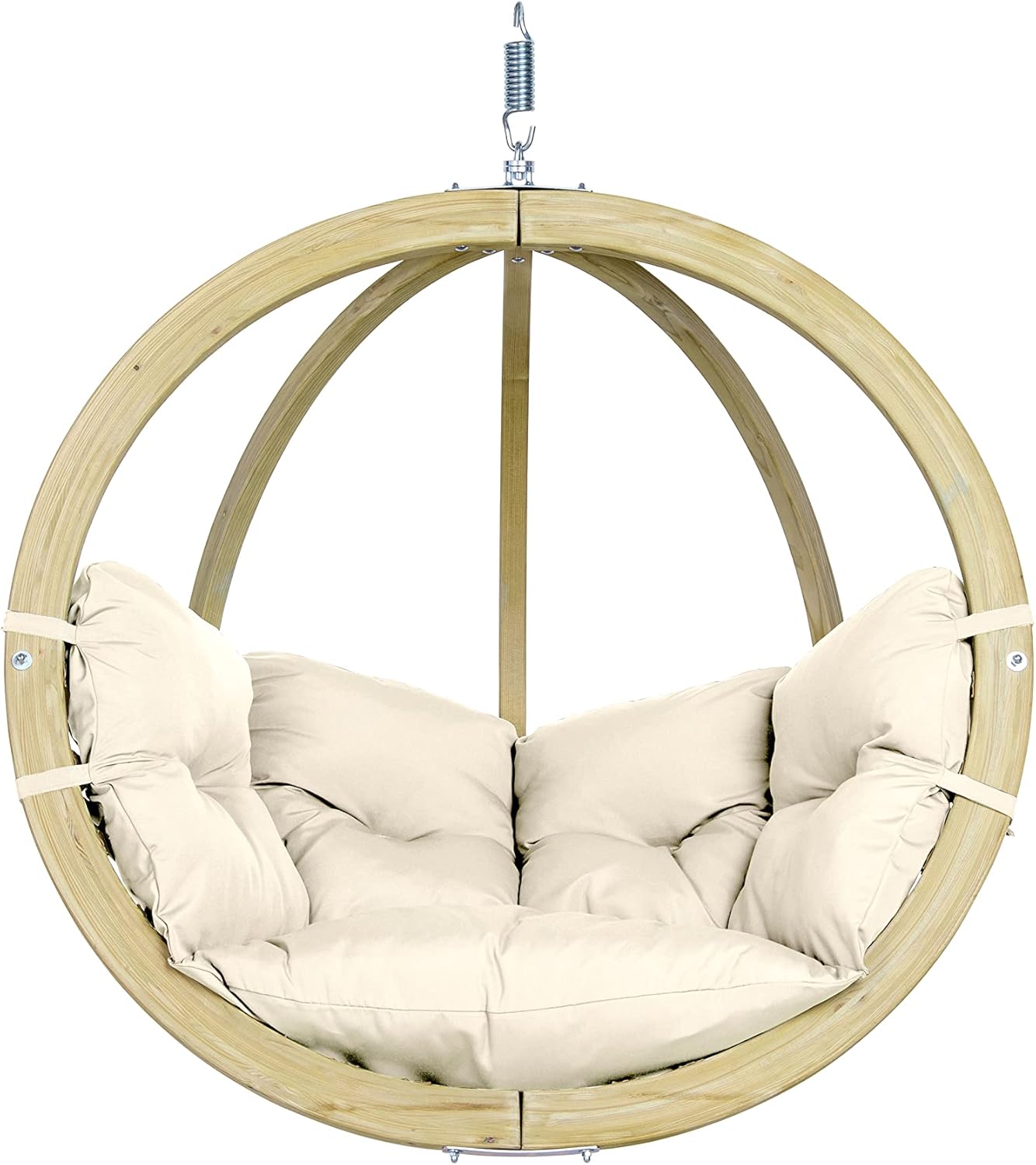 Globo Chair - Premium FSC - zertifizierter, Wetterfester Hängesessel mit Super Soft Polsterung, In - und Outdoor - Belastbar bis 120 kg - Farbe: Natura-Airyify