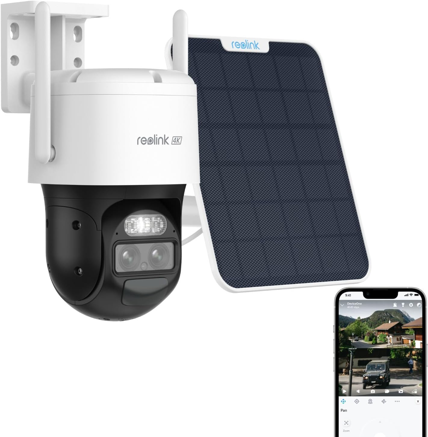 Reolink 4K PTZ Überwachungskamera Aussen Akku mit Auto - Tracking und Auto - Zoom, Dual Lens, 8MP Solar WLAN Kamera Outdoor, 2,4 5GHz WiFi, 30m Farbnachtsicht, KI - Erkennung, 360 Grad View, TrackMixSolarpanel-Airyify