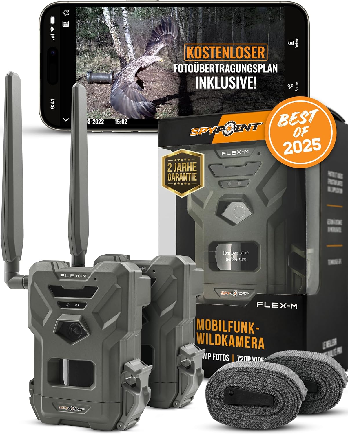 Spypoint Flex - M Twin - Pack - Wildkameras mit Foto - und Videoübertragung, 28 Megapixel, Wildtierkamera mit Nachtsicht, kostenlose App für Ihr Smartphone-Airyify