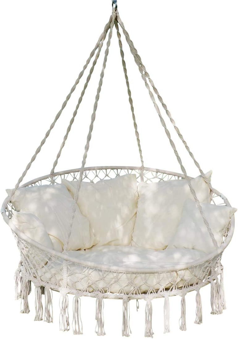 ALEOS. Hängesessel Hängelounger Schwebeliege Doppelliege Doppellounge Lounge für 2 Personen Hawaii mit vielen Kissen faltbar klappbar-Airyify